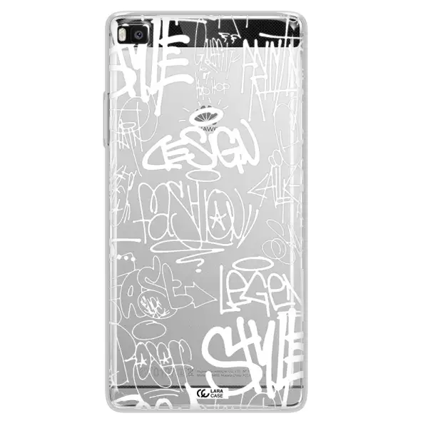 a white background with black and white clouds Huawei P8 Clear TPU Case