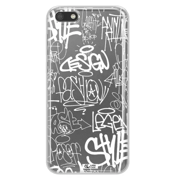 a white background with black and white clouds Huawei Y5 2018 Clear TPU Case