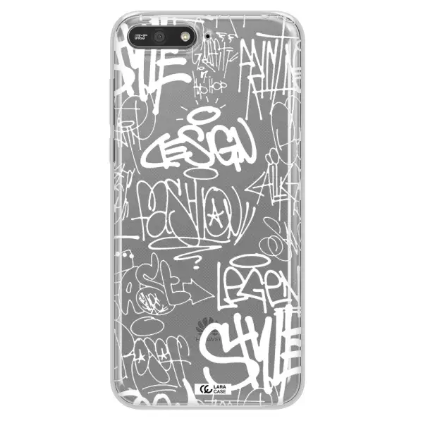 a white background with black and white clouds Huawei Y6 2018 Clear TPU Case