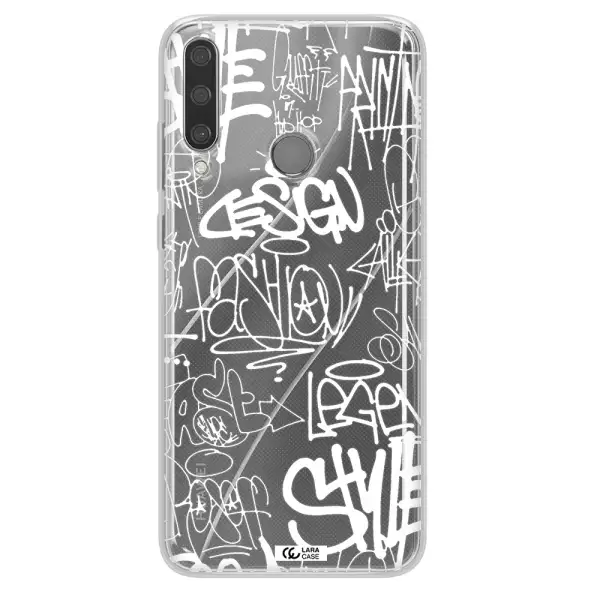 a white background with black and white clouds Huawei Y6P Clear TPU Case