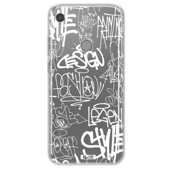 a white background with black and white clouds Huawei Y6S Clear TPU Case