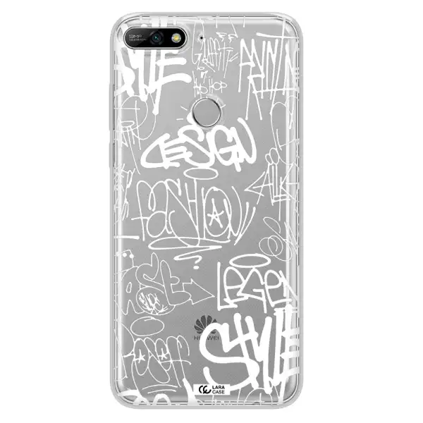 a white background with black and white clouds Huawei Y7 2018 Clear TPU Case