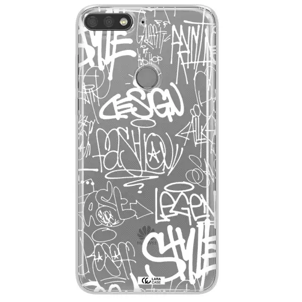 a white background with black and white clouds Huawei Y7 Prime 2018 Clear TPU Case