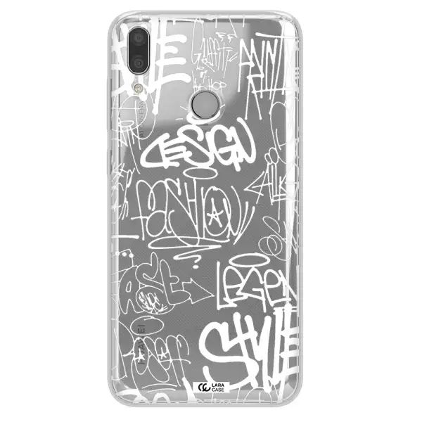a white background with black and white clouds Huawei Y9 2019 Clear TPU Case