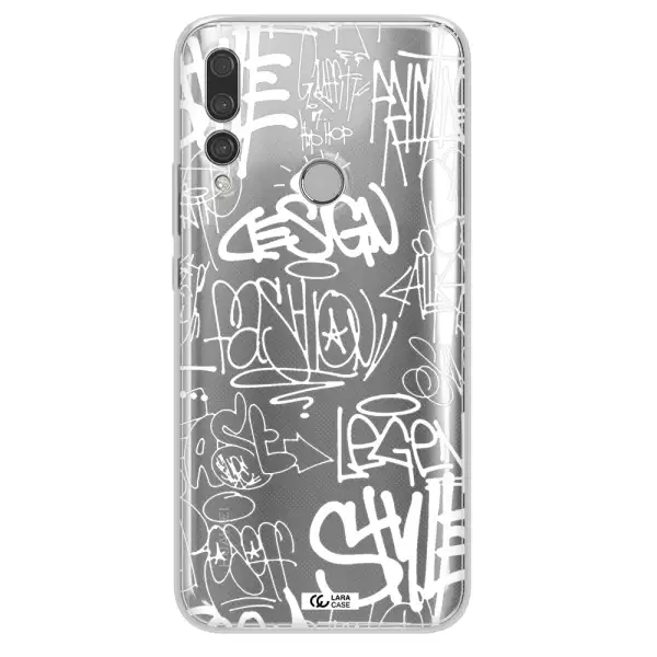 a white background with black and white clouds Huawei Y9 Prime 2019 Clear TPU Case