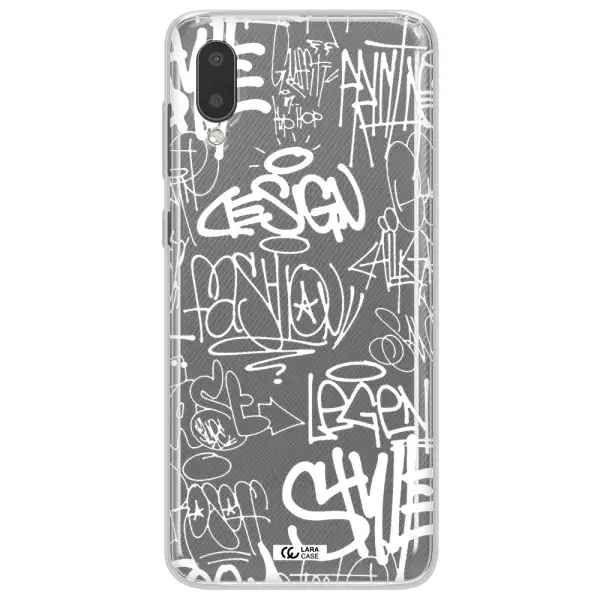 a white background with black and white clouds Samsung A02 Clear TPU Case