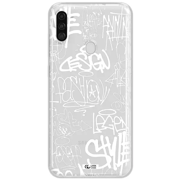 a white background with black and white clouds Samsung A11 Clear TPU Case