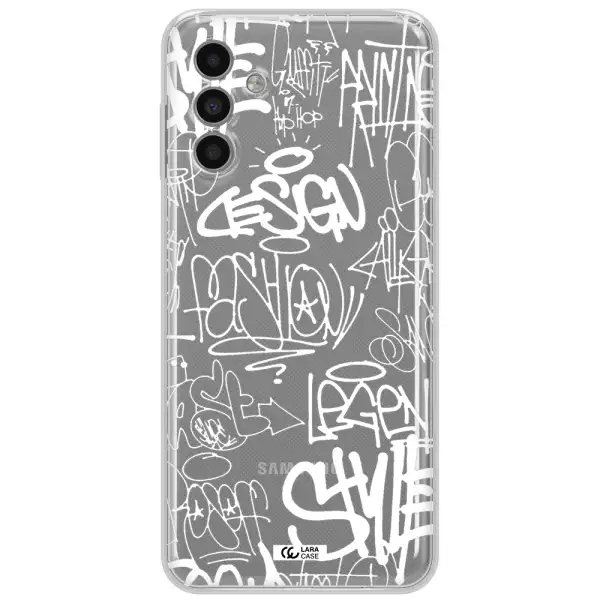 A White Background With Black And White Clouds Samsung A13 5G Clear Tpu Case
