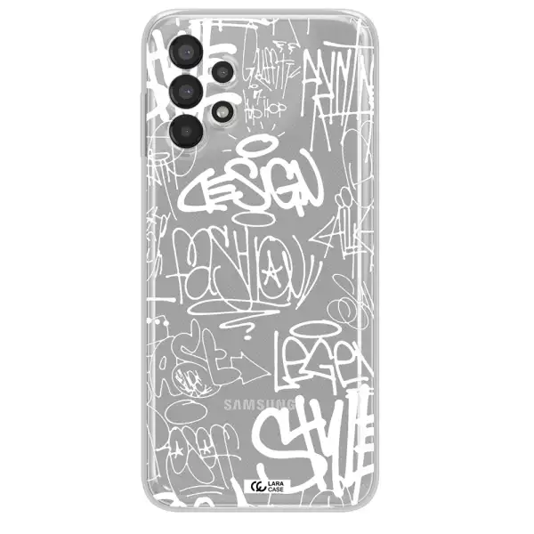 a white background with black and white clouds Samsung A13 Clear TPU Case