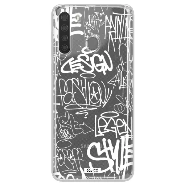 a white background with black and white clouds Samsung A21 Clear TPU Case