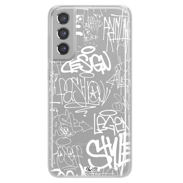 a white background with black and white clouds Samsung A21 Fe Clear TPU Case