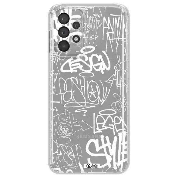 A White Background With Black And White Clouds Samsung A23 5G Clear Tpu Case