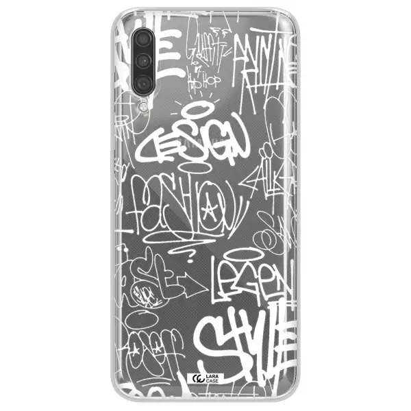 a white background with black and white clouds Samsung A30S Clear TPU Case