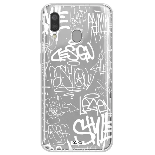 a white background with black and white clouds Samsung A40 Clear TPU Case
