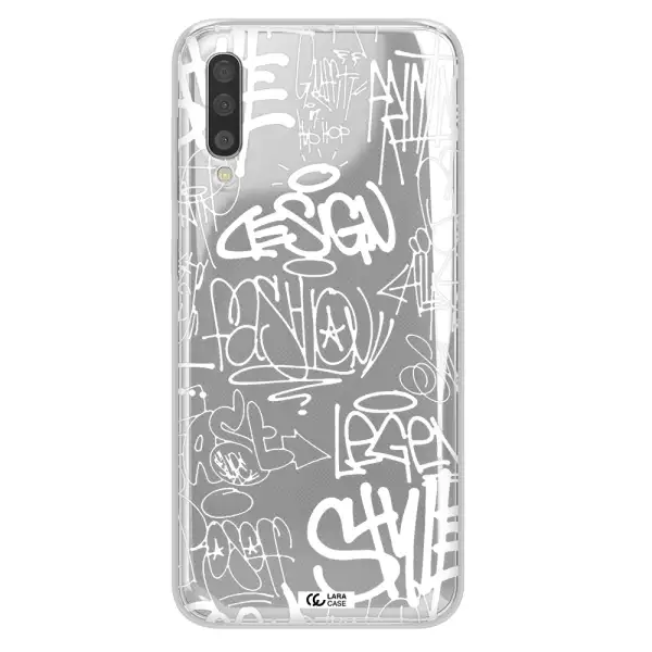 a white background with black and white clouds Samsung A50 Clear TPU Case