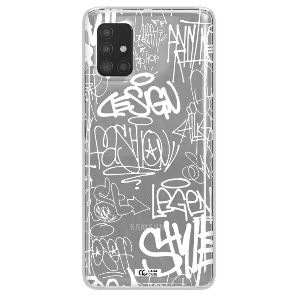 a white background with black and white clouds Samsung A51 Clear TPU Case