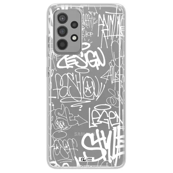 a white background with black and white clouds Samsung A52 Clear TPU Case