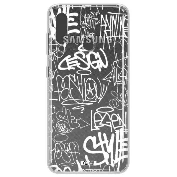 a white background with black and white clouds Samsung A60 Clear TPU Case