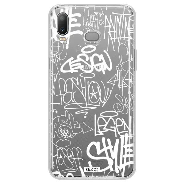 a white background with black and white clouds Samsung A6S Clear TPU Case