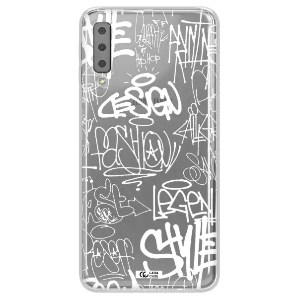 a white background with black and white clouds Samsung A7 2018 Clear TPU Case