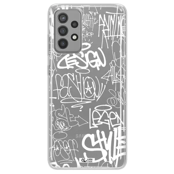 a white background with black and white clouds Samsung A72 Clear TPU Case