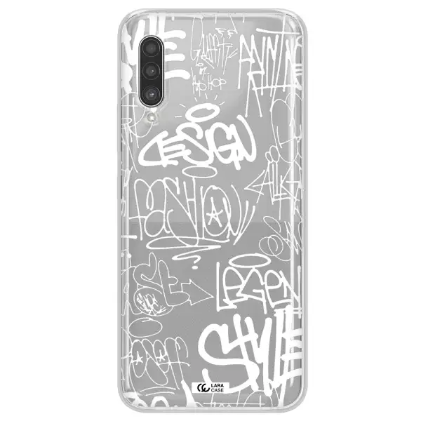 a white background with black and white clouds Samsung A90 Clear TPU Case