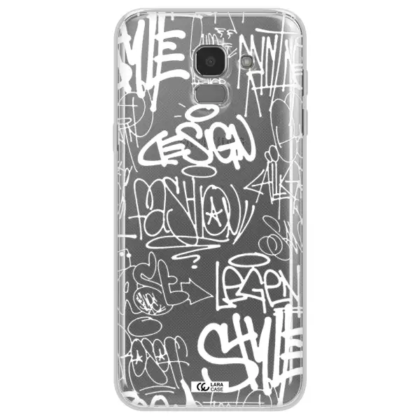 a white background with black and white clouds Samsung J6 Clear TPU Case