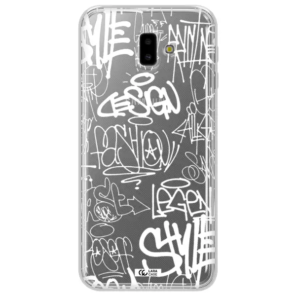 a white background with black and white clouds Samsung J6 Plus Clear TPU Case