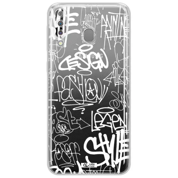 a white background with black and white clouds Samsung M30 Clear TPU Case