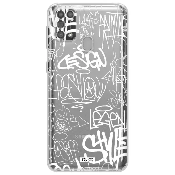 a white background with black and white clouds Samsung M31 Clear TPU Case