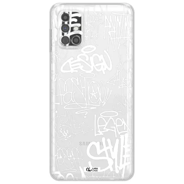 a white background with black and white clouds Samsung M51 Clear TPU Case
