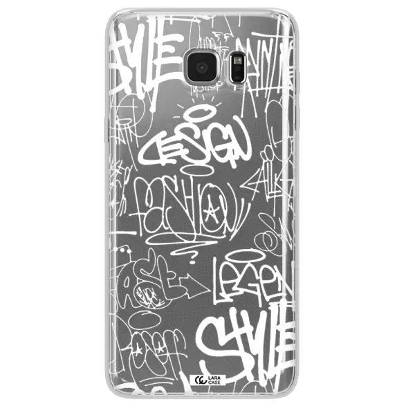 a white background with black and white clouds Samsung Note 5 Clear TPU Case