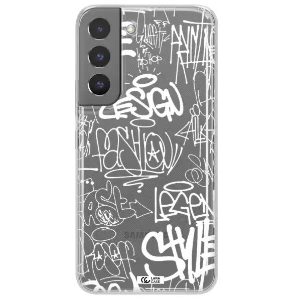 a white background with black and white clouds Samsung S 22 Clear TPU Case