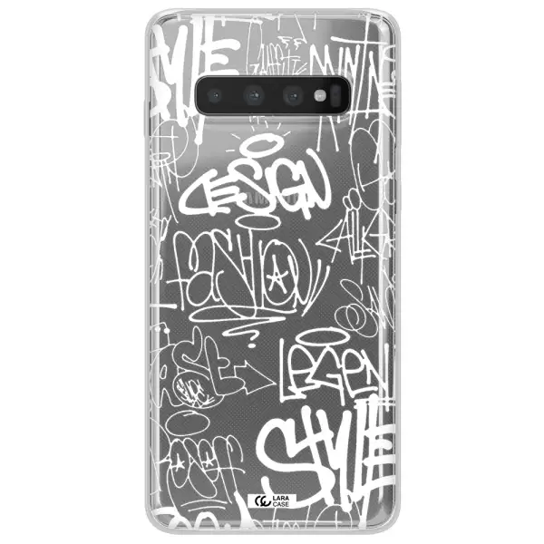 a white background with black and white clouds Samsung S10 Clear TPU Case