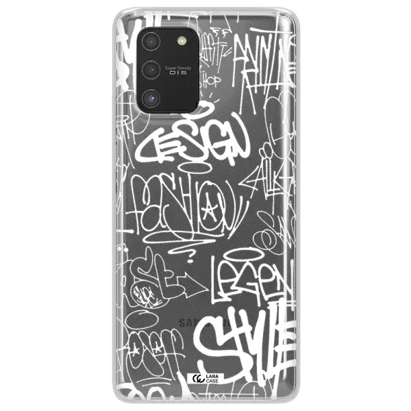 a white background with black and white clouds Samsung S10 Lite Clear TPU Case