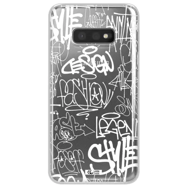 a white background with black and white clouds Samsung S10e Clear TPU Case