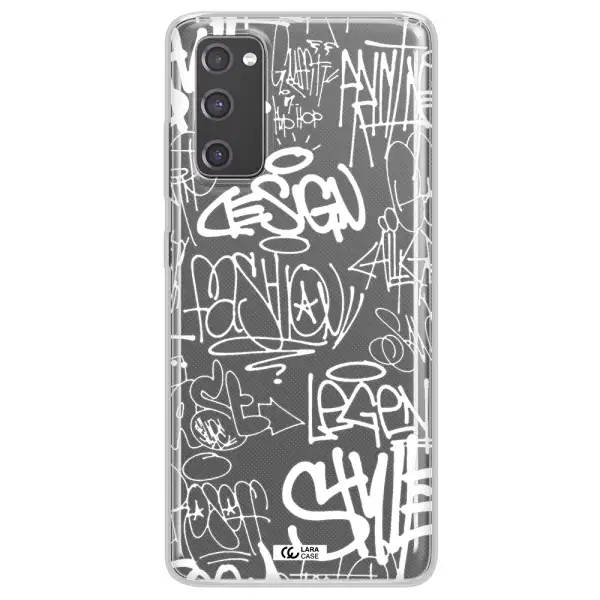 a white background with black and white clouds Samsung S20 Fe Clear TPU Case