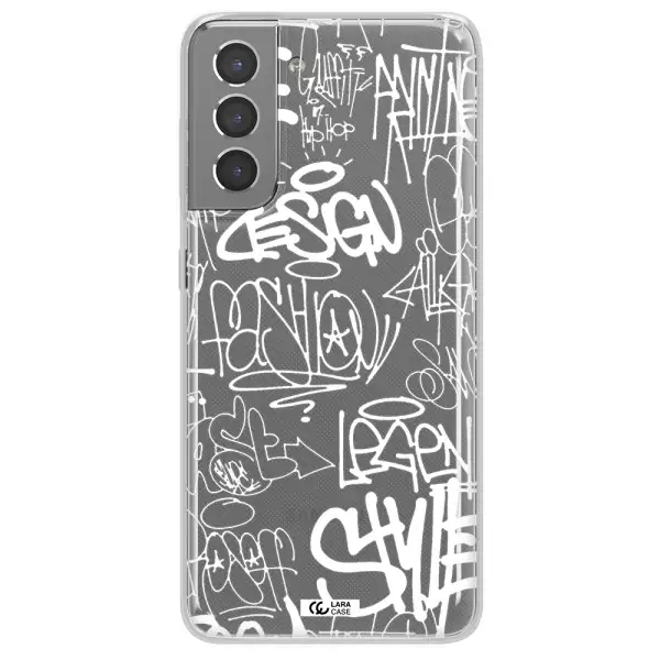 a white background with black and white clouds Samsung S21 Clear TPU Case