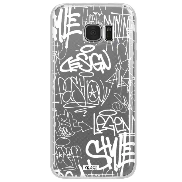 a white background with black and white clouds Samsung S7 Edge Clear TPU Case