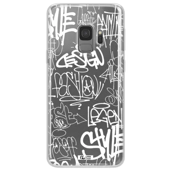 a white background with black and white clouds Samsung S9 Clear TPU Case