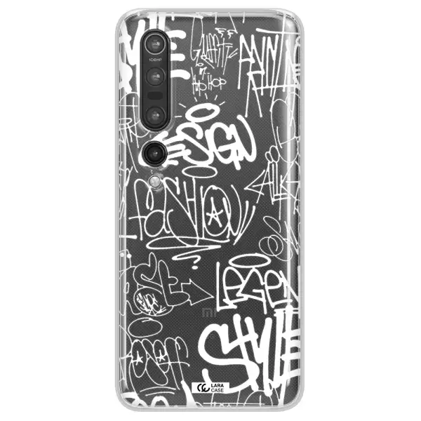 a white background with black and white clouds Xiaomi Mi 10 Pro Clear TPU Case