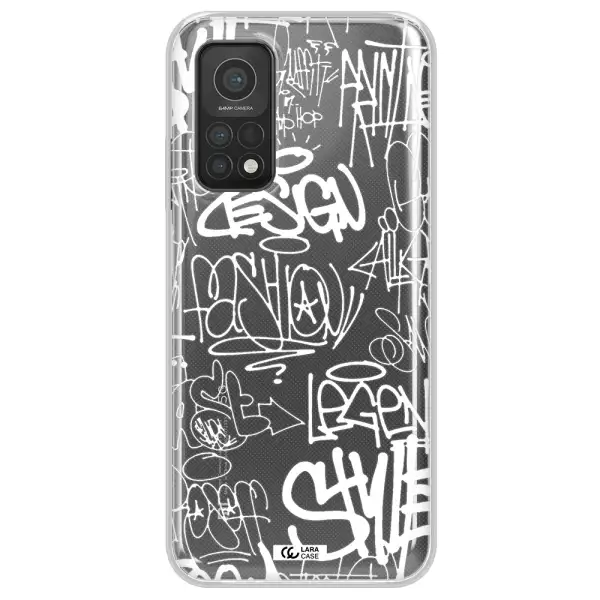 a white background with black and white clouds Xiaomi Mi 10T Clear TPU Case