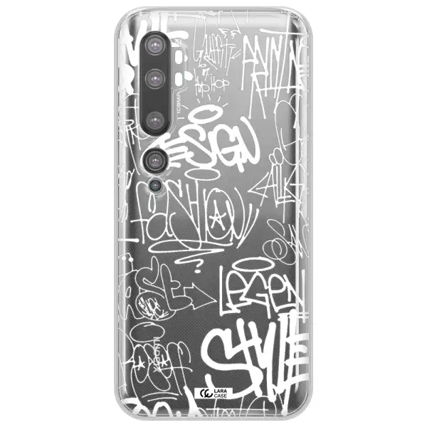 a white background with black and white clouds Xiaomi Mi Note 10 Clear TPU Case