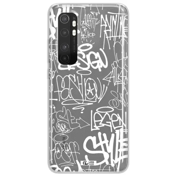 a white background with black and white clouds Xiaomi Mi Note 10 Lite Clear TPU Case