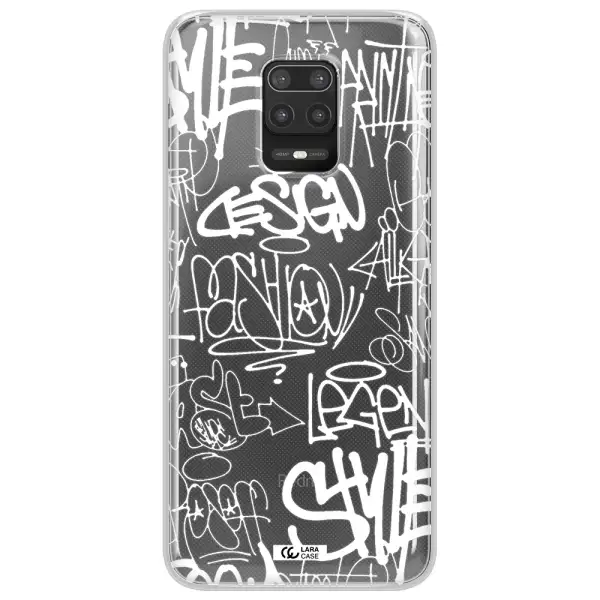 a white background with black and white clouds Xiaomi Note 9S Clear TPU Case