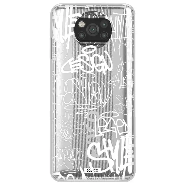 a white background with black and white clouds Xiaomi Poco X3 Clear TPU Case