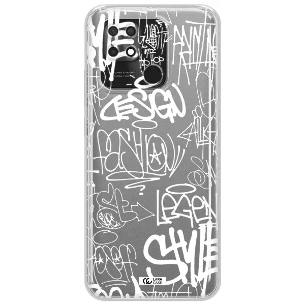 a white background with black and white clouds Xiaomi Redmi 10C Clear TPU Case