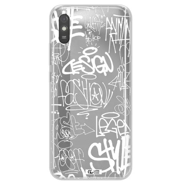 a white background with black and white clouds Xiaomi Redmi 9A Clear TPU Case