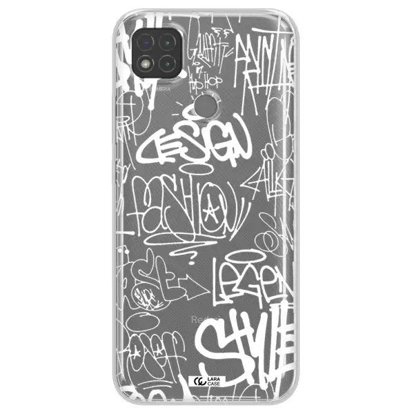 a white background with black and white clouds Xiaomi Redmi 9C Clear TPU Case