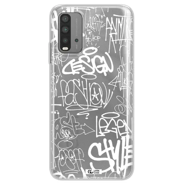 a white background with black and white clouds Xiaomi Redmi 9T Clear TPU Case
